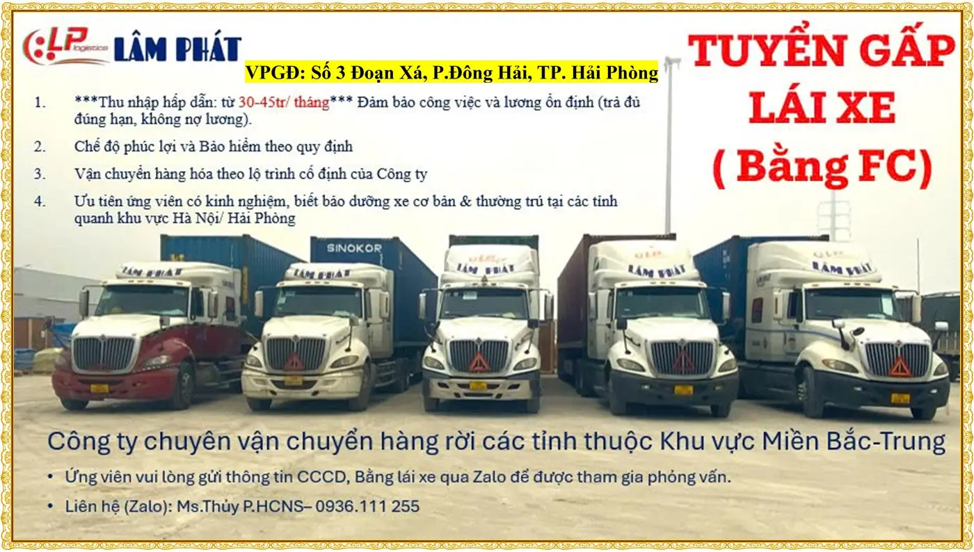Tuyển lái xe bằng FC tại miền bắc