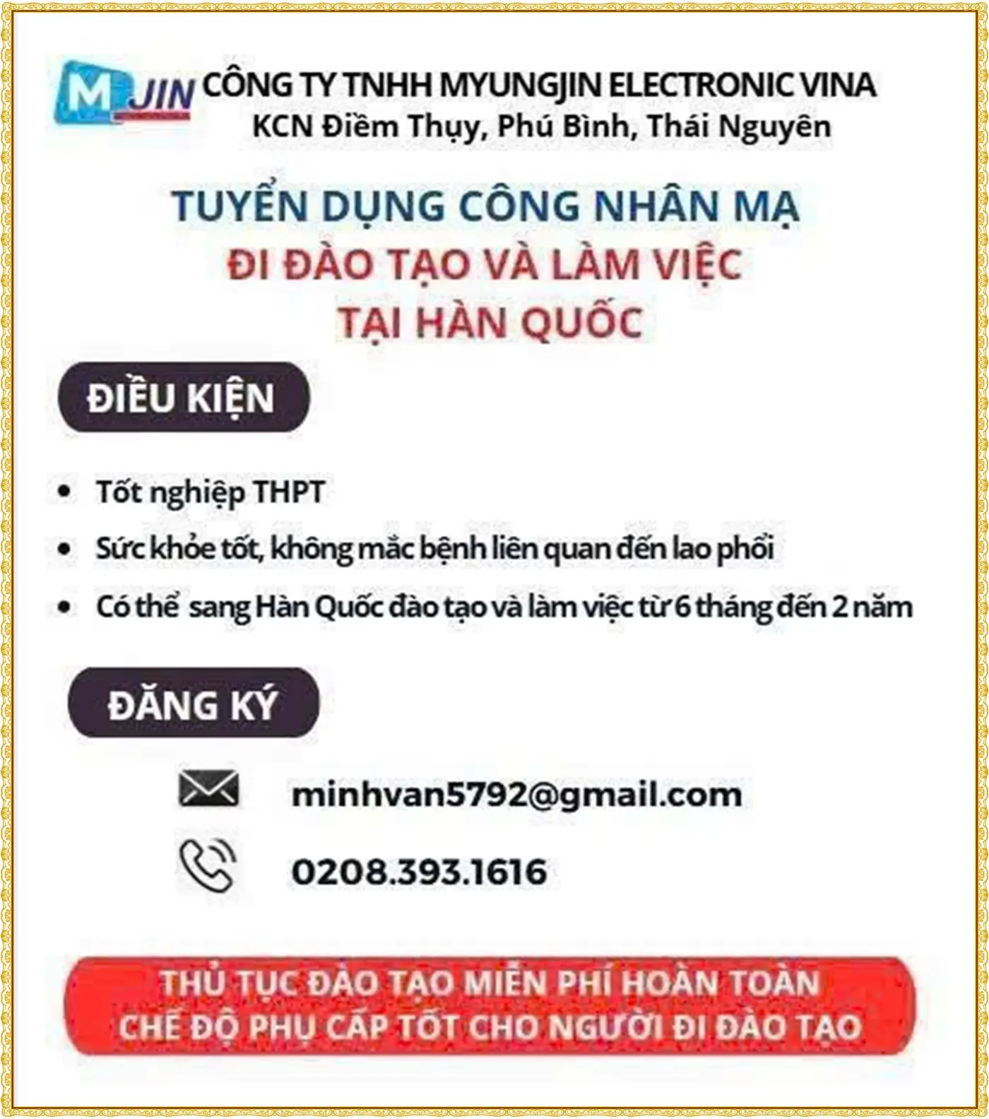Tuyển công nhân mạ tại thái nguyên